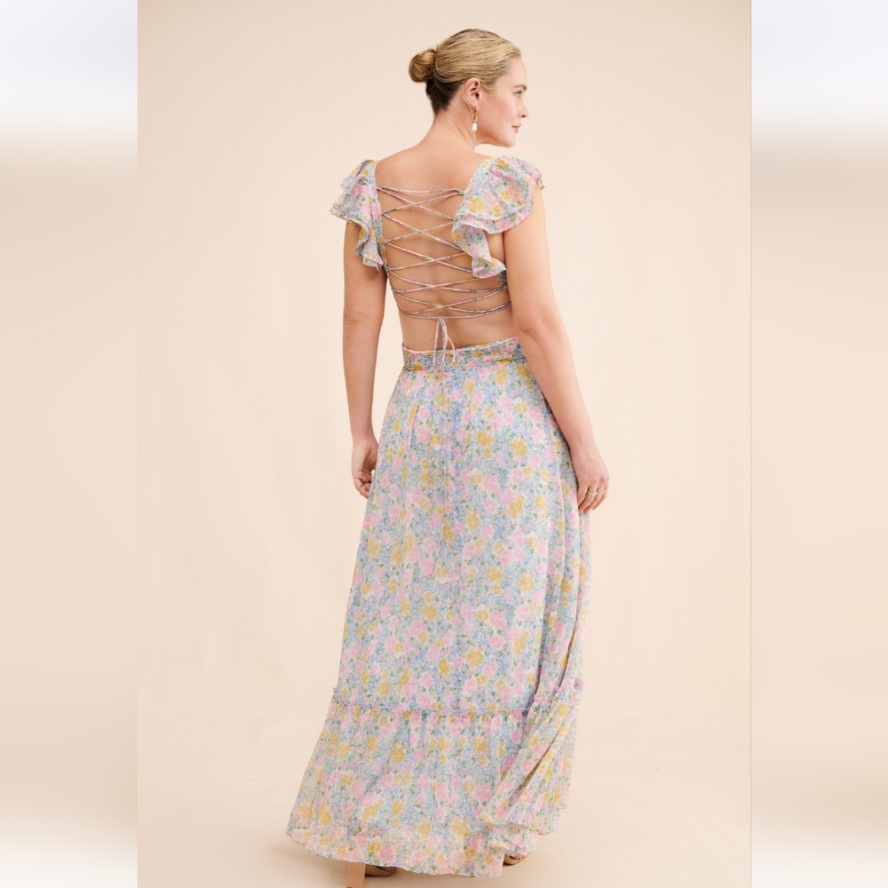 Astr Primrose Floral Strappy Back Maxi Dress - Picture 6 of 16